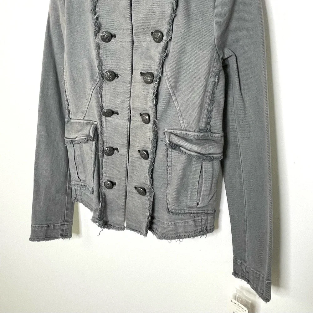 Jacket | Free People Military Denim Blazer in Deep Grey Pewter | Captains Jean - Picture 4 of 16